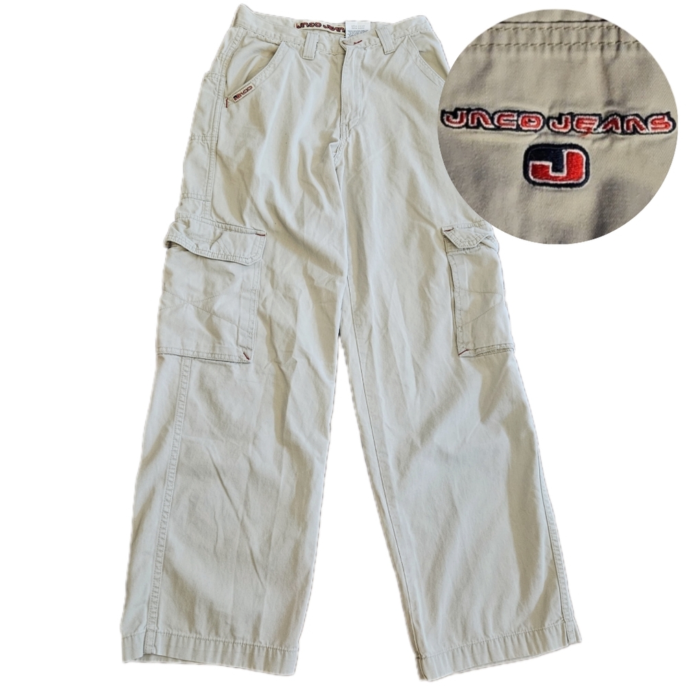 Vintage Y2K JNCO Jeans Cargo Khaki Pants Women's 1 Juniors Baggy USA Made Cotton